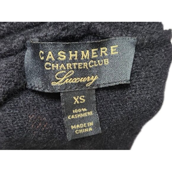 Cashmere Charter Club Luxury Pleated Open-Front Cardigan (Deep Black, XS) - Picture 9 of 12